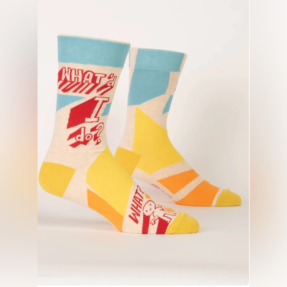 Blue Q- What'd I Do? Men’s Crew‎ Socks
